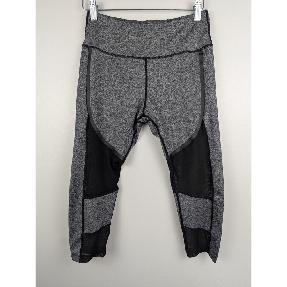 ELECTRIC YOGA Women's‎ Gray Workout Leggings Sz M With Sheer Incerts Key Pocket